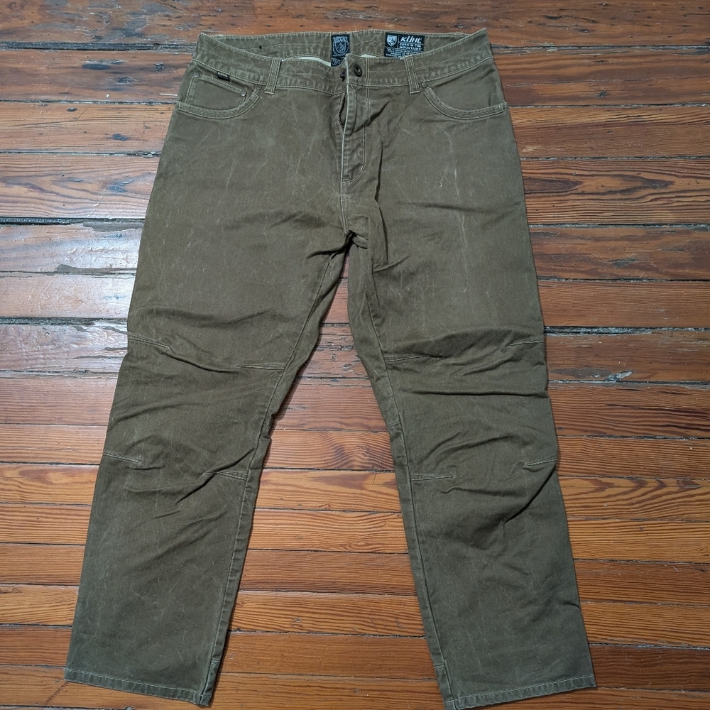 lot 2 pair Kuhl RYDR Vintage Patina Dye HIking Outdoor Pants 38 x 32 brown olive - Picture 15 of 16